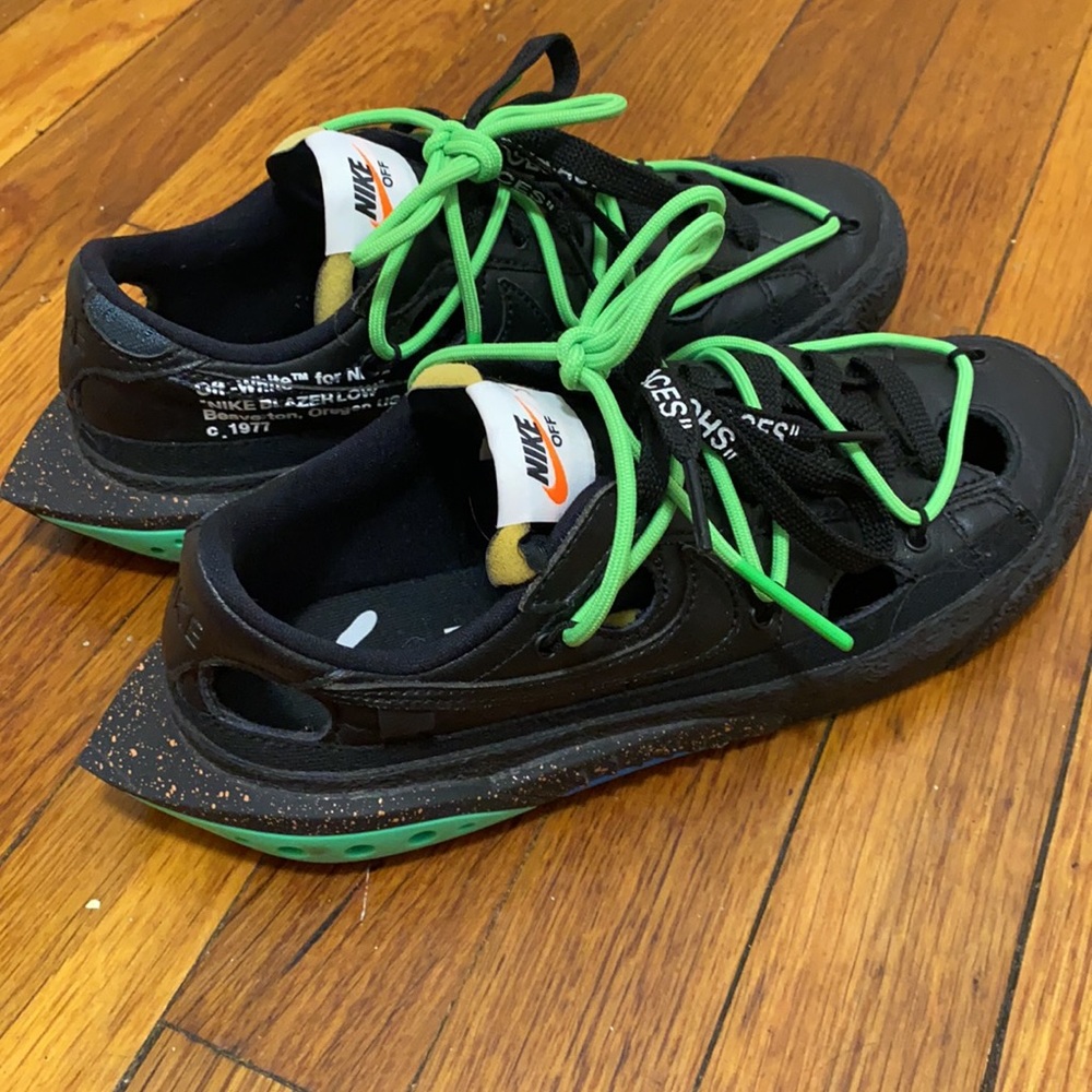 Off-white Nike Blazer Low Black/Electro Green size 6 low blazer mens 10-10 - Picture 3 of 3